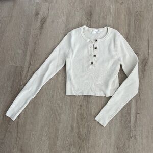 Elodie Long Sleeve Cotton Ribbed Shirt Size Small